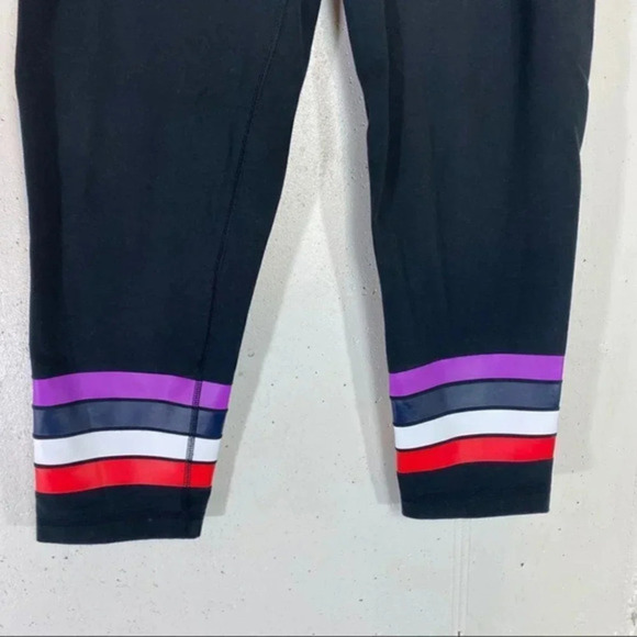 Reebok XL Black capris with 4 multicolor‎ stripes - Picture 2 of 7